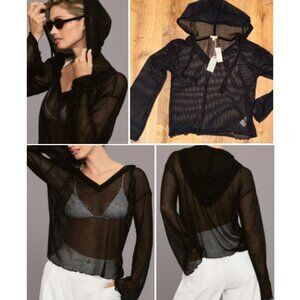 Pilcro Sheer Ribbed Hoodie